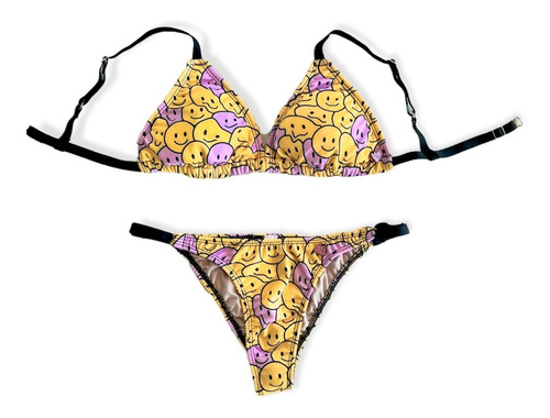 Imagen 4 de 4 de Corpiño Bikini Triangulo Con Relleno Emoji Smile Regulable