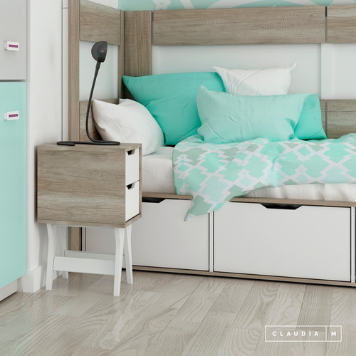 Cama Juvenil 1 Una Plaza 1/2 3 Cajones Y Zapatero Laqueados