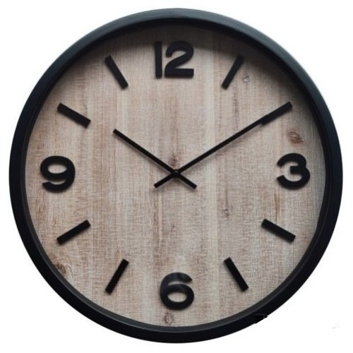 Reloj Madera Y Metal 45 Cm Con Vidrio