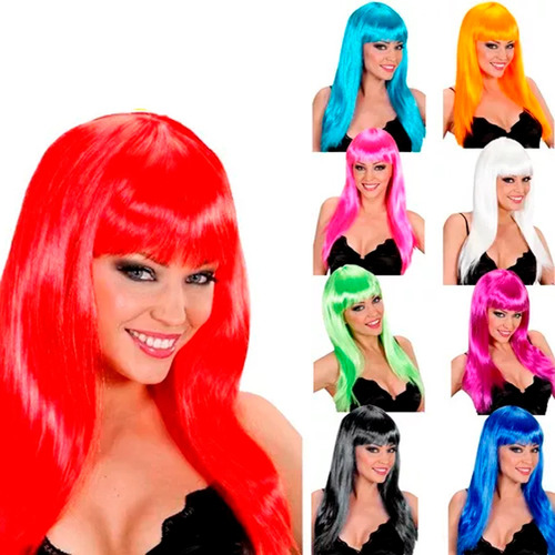 10 Peluca Cosplay Lacia Larga Color Fiesta Disfraz Boda 