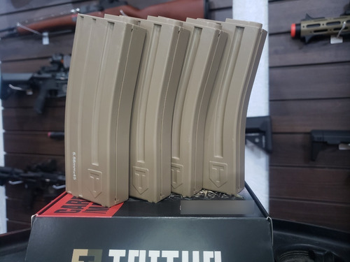 Imagem 1 de 6 de Combo 4x Airsoft Magazine Carregador M4 Mid Cap 120bbs Tan