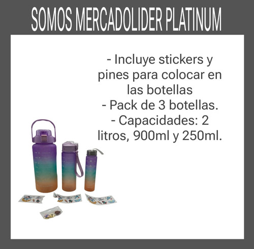 Botella Motivacional Set X3 Unidades Fuccia