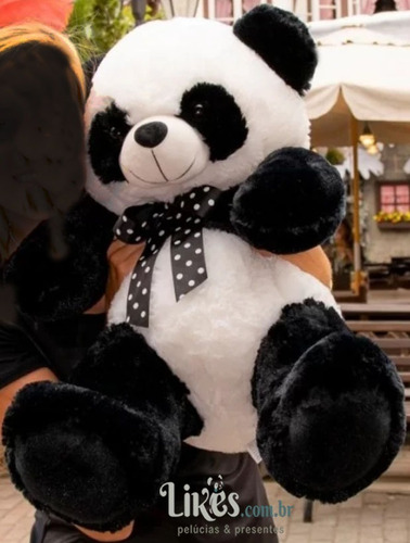 Urso Panda Pelúcia 60cm Sentado Presente Romântico Namorados
