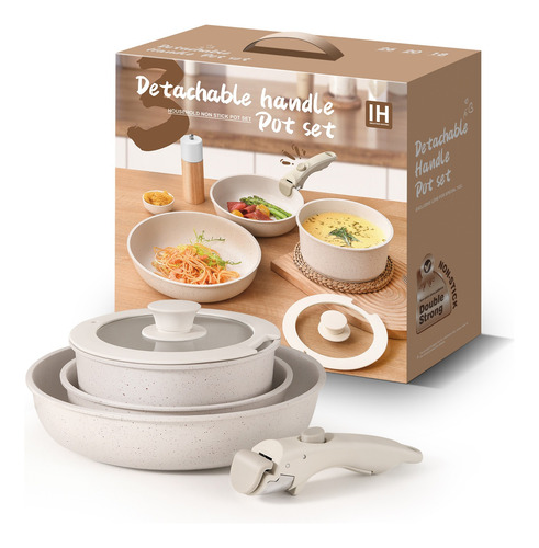 Bateria De Cocina Juego De Sarten Con Mango Desmontable 5pcs