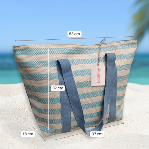 Bolso Playero Grande | Canasto Matero Para Playa | Cartera De Playa Con Cierre Y Manijas | Cartera Grande De Mujer | Bolsos Materos Para Mujer | Bolso Playeros De Verano