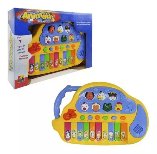 Teclado Musical Animais Fazendinha 7 Sons Educativos Infantil Bebe