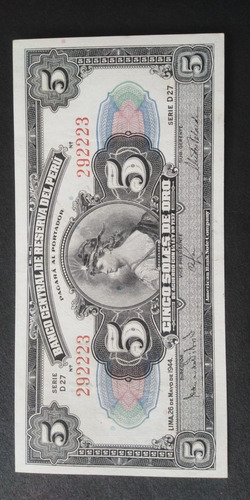 Imagen 1 de 2 de Billete De 5 Soles De Oro De 1944 Sin Circular Impecable