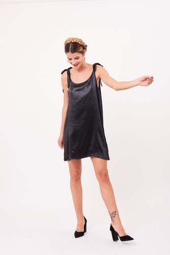 Vestido Corto De Fiesta Verano 2020 Seda Negro Cóctel Tutu