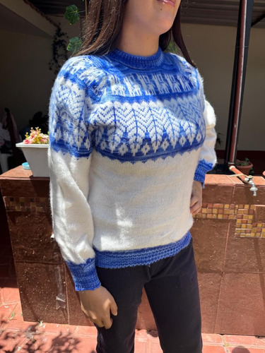 Sueter Pulover De Lana De Alpaca Clásico Hojitas