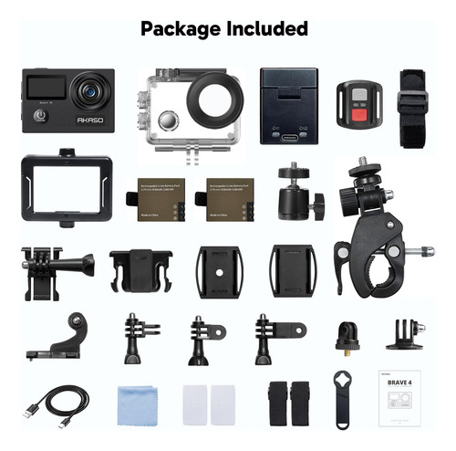 Cámara De Acción Akaso Brave 4 4k 30 Fps 20 Mp Wifi Con Eis