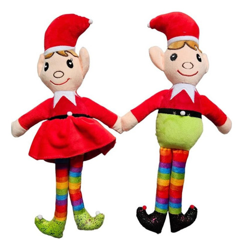 Duendes Navidad De Peluche Pareja 