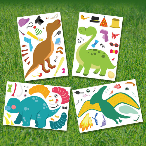 Stickers Para Armar Figura Dinosaurios X 24un