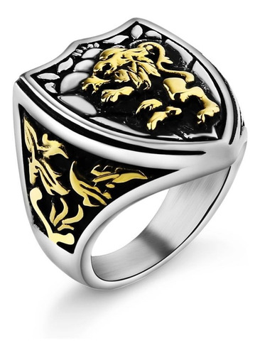 Anillo Leon Rey Real Color Oro Acero Inoxidable Para Hombre