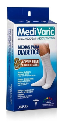 Calcetín Media Calceta Pie Diabetico Particulas De Cobre
