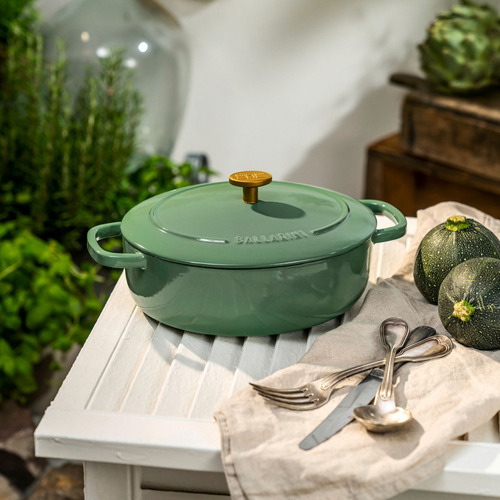 Olla Cocotte Ballarini De Hierro Fundido 22cm Antiadherente Color Verde