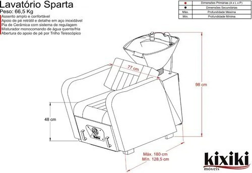 Imagem 9 de 9 de Lavatório Barbearia Sparta Kixiki Com Calha De Porcelana
