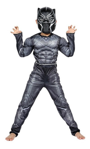 Disfraz De Pantera Negra Con Músculos Y Máscara Rígida !!