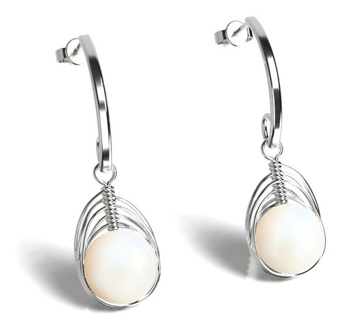 Aretes Largos De Plata 925 Y Perla Natural Cultivada Agálea