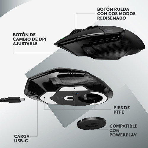 Mouse Inalámbrico Logitech G502 X Negro Interruptores Óptico Negro
