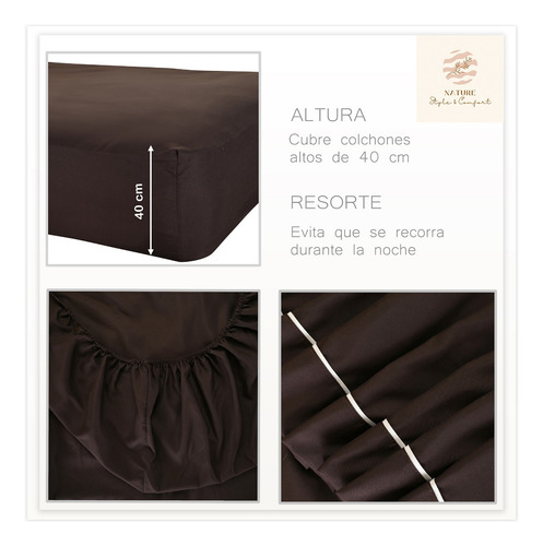 Sábanas King Size 2800 Hilos Extra Suave Premium Lisa Nature Chocolate Liso