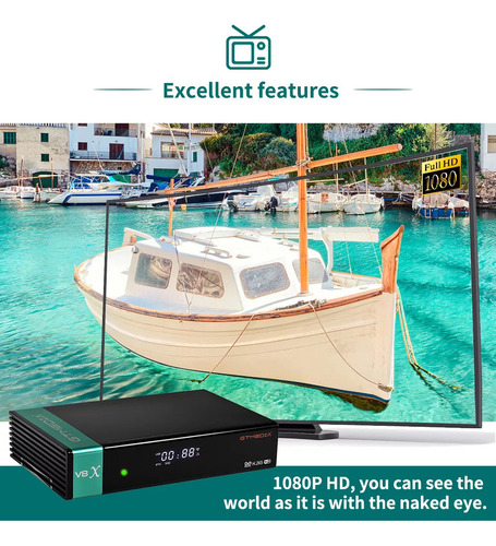 Receptor Satélite Decodificado V8x Dvb-s/s2/s2x 1080p Com