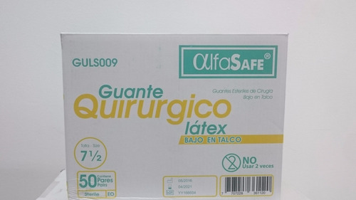 Guantes Quirúrgicos Estéril Alfasafe Tall 7 1/2 Caja X 50par