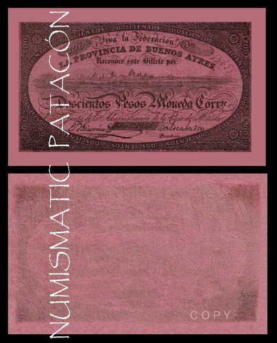 Billete 200 Peso Moneda Corriente Bs As 1841 - Copia 383