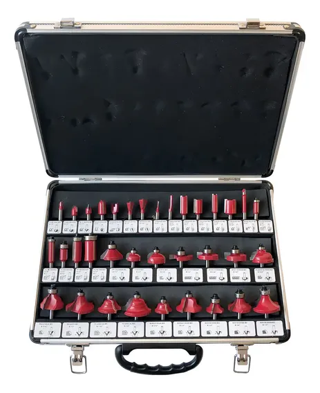 Kit Fresa P/ Tupia Manual 6mm 35 Peças + Maleta Aluminio