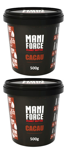 Kit 02 Maniforce Pasta De Amendoim Cacau 500g Zero Açúcar