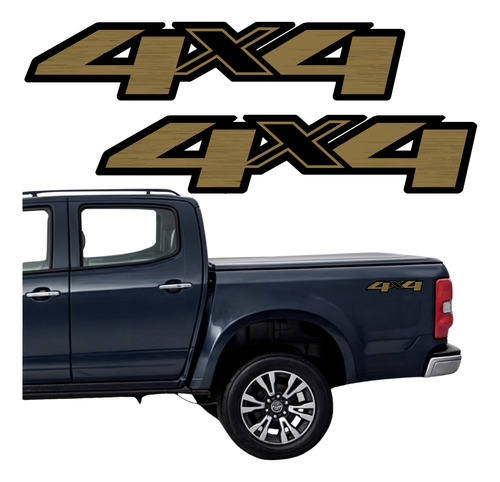 Kit Par Adesivos Dourado 4x4 S10 Chevrolet 16 17 18 19 2020