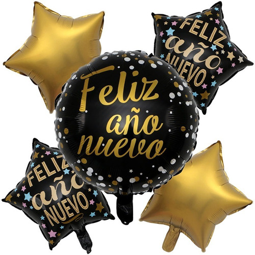 Set De Globos Decoración 5 Uds Motivo ( Feliz Año Nuevo )