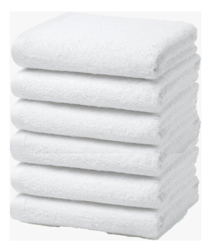 Toalla Medio Baño Hotelera 120cm X 60cm Cottonella 6 Pzas Color Blanco Th-baño120cot