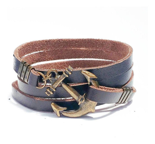 Imagem 1 de 1 de Pulseira Viking Ancora Vintage Café
