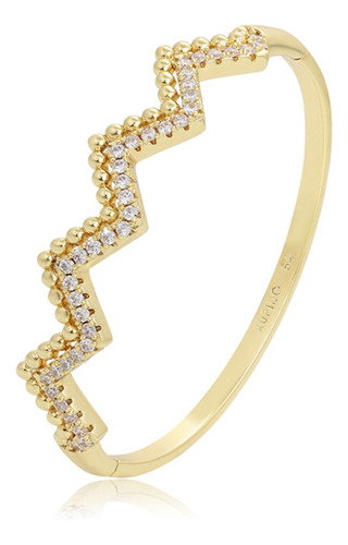 Brazalete Oro 14k Lam Corona Swarovski Regalo 5.4cm Elegante