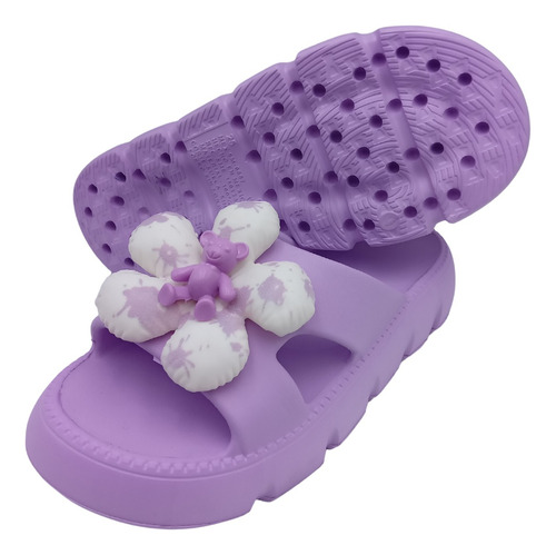 Sandalia Dama Juvenil Moda Osito Flor Ligera Tallas 23 Al 26