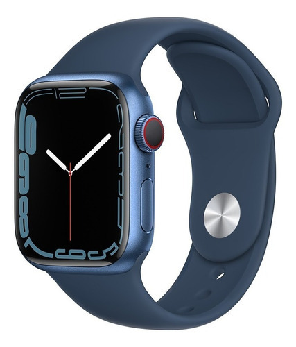 Apple Watch Series 7 (GPS + Cellular, 41mm) - Caja de aluminio color azul - Correa deportiva azul abismo