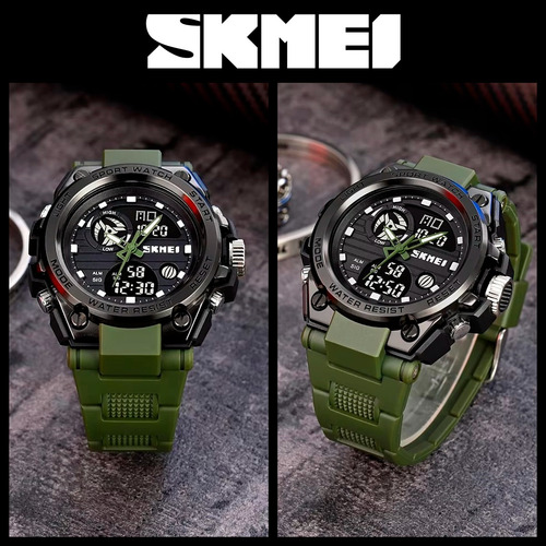Reloj Digital Verde Militar Deportivo Led Cronometro Alarma