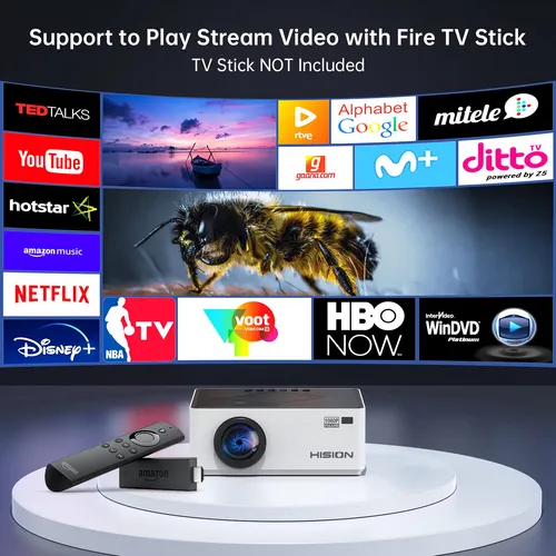 Proyector Hision Mini 1080p 8000 Lúmenes Portátil Soporte 4k