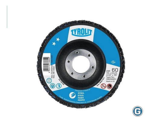 Disco Flap Tyrolit Plano Fibra 114 Mm Caja X 10 Un Gramabi