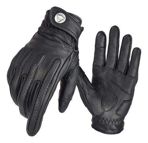 Guantes De Cuero De Moto Vintage For Hombre, Transpirables