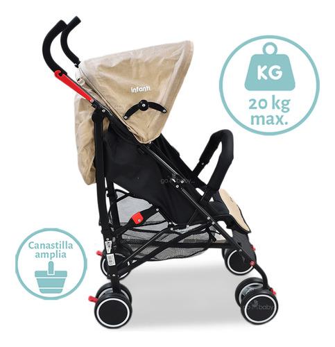 Carriola Bastón Para Bebé Infanti Viggo Plegable Eige Beige Negro