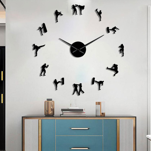 Reloj De Pared 3d De Bricolaje Color Negro 37 Pulgadas