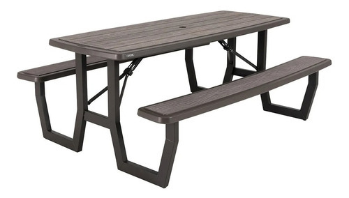 Mesa Picnic Plegable Familiar Grande Para 6 U 8 Personas Color Gris oscuro