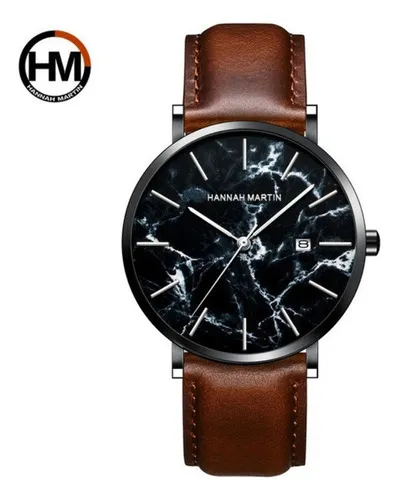 comprar Reloj de cuero de cuarzo impermeable Hannah Martin, correa de color marrón