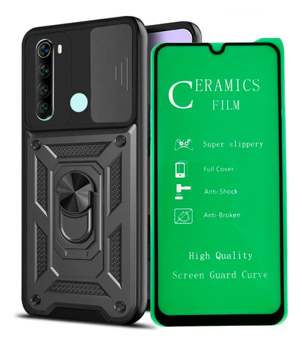 Funda Estuche Forro + Vidrio Cerámico Para Xiaomi Note 8