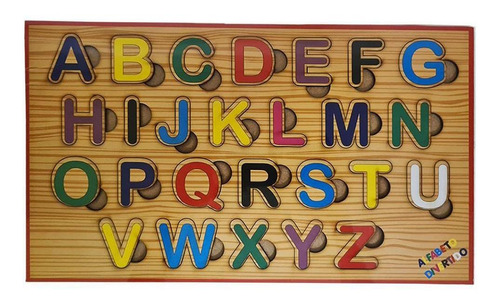 Alfabeto Divertido Brinquedo Pedagógico De Madeira Encaixe Cor Outro