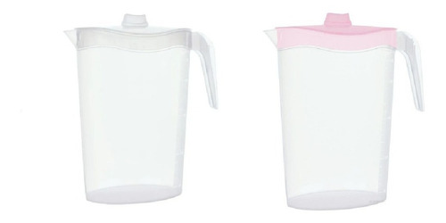 Imagem 1 de 4 de Jarra Sucos 1,8 Litros Tampas Coloridas Kit Com 2 Unidades