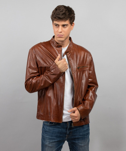 Campera De Cuero Legítimo Hombre Clásica - Sport Rg Cueros