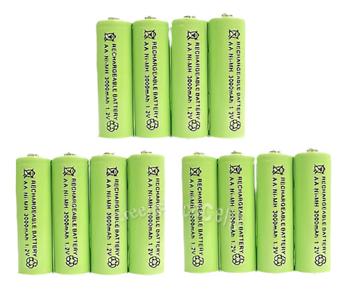 12 Pilas Aa 3000mah Ni-mh 1.2v Recargable Celular De Mp3 Rc 