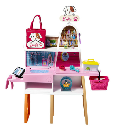 Barbie Muñeca Y Juego De Tienda De Mascotas 4 Mascotas Ews